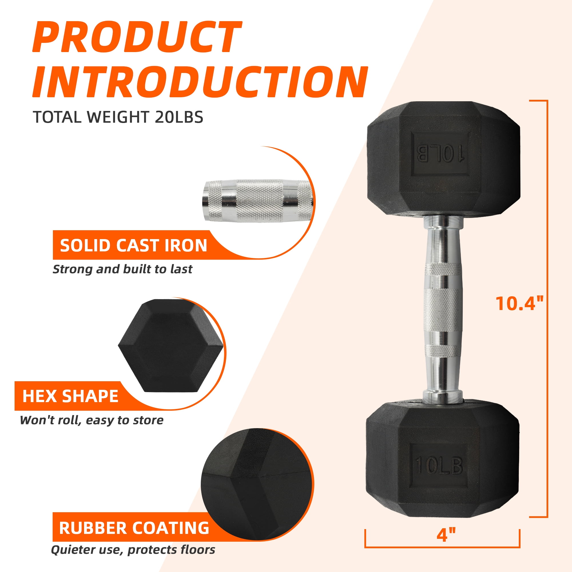 Rubber Coated Hex Dumbbell 10  - đánh giá và giá Home Gym System