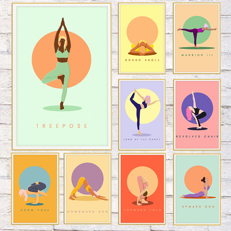 Modern Abstract Yoga Poses Pos - đánh giá và giá Home Gym Yoga Room