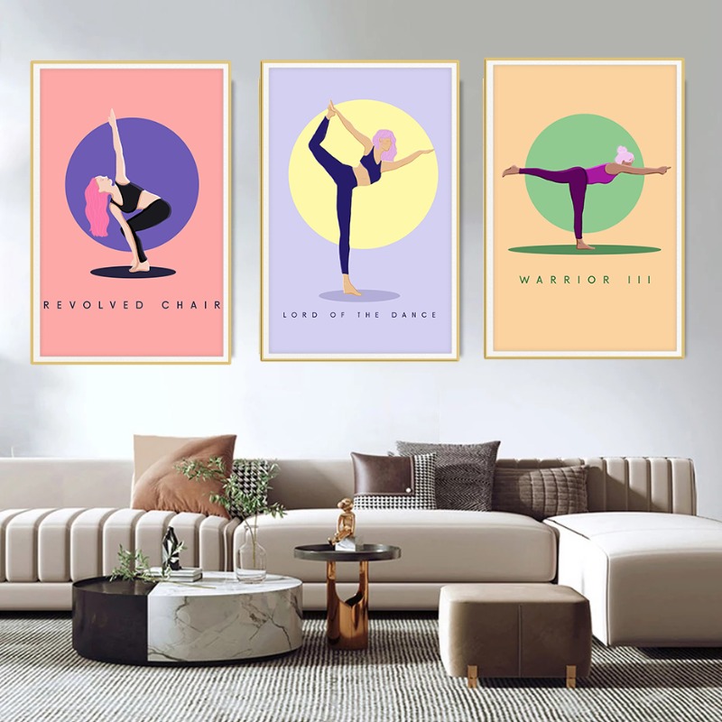 Modern Abstract Yoga Poses Pos - đánh giá và giá Home Gym Yoga Room