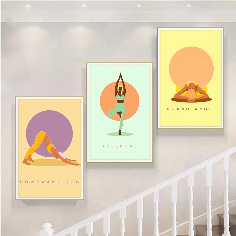 Modern Abstract Yoga Poses Pos - đánh giá và giá Home Gym Yoga Room