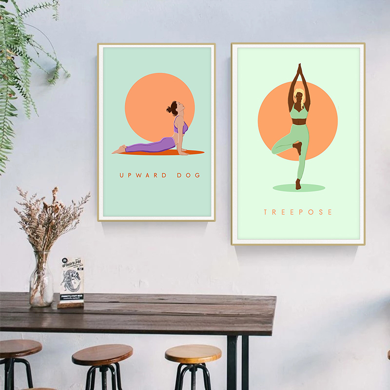 Modern Abstract Yoga Poses Pos - đánh giá và giá Home Gym Yoga Room