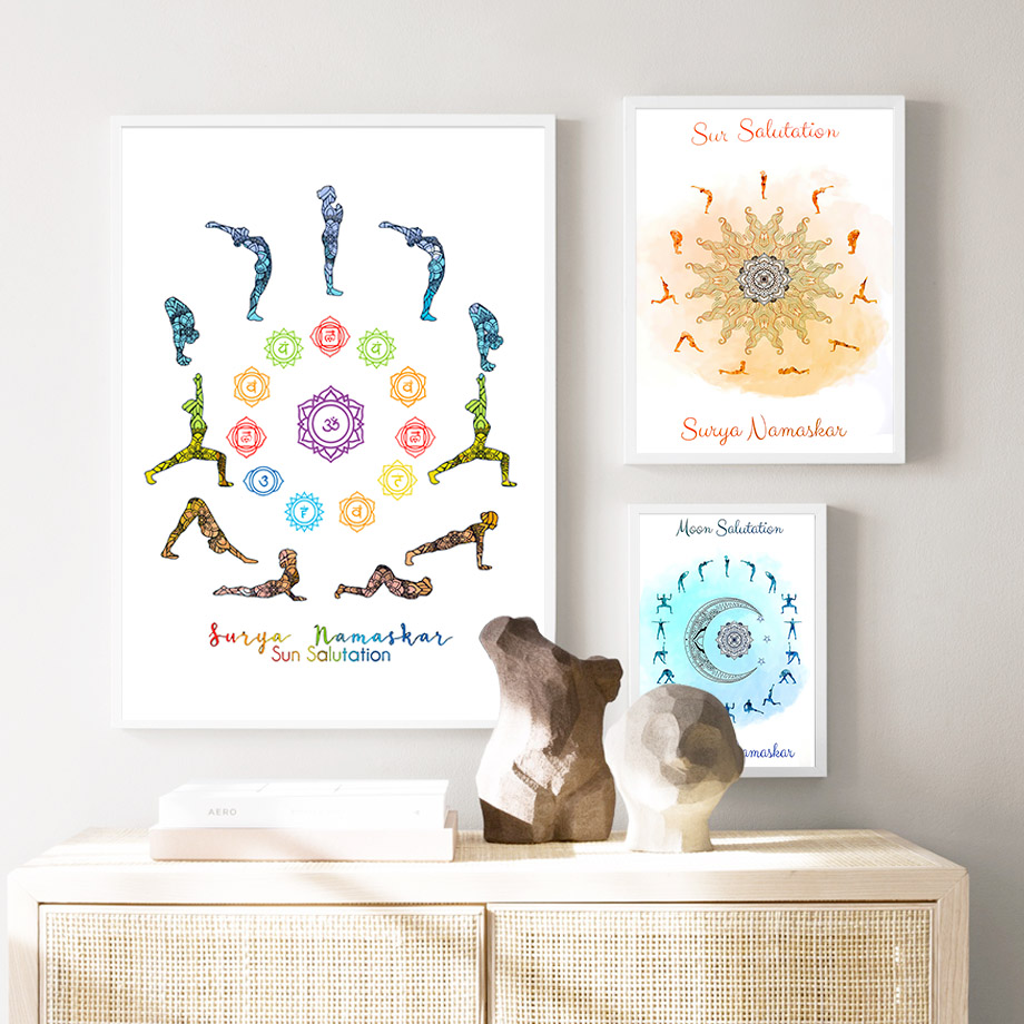 Yoga Pose Sun Moon Salutation  - đánh giá và giá Home Gym Yoga Room