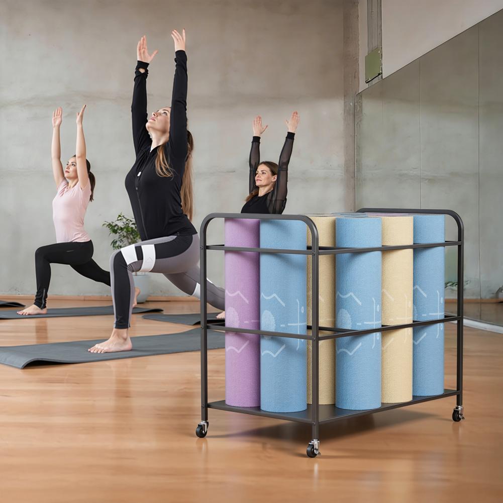 Yoga Mat Storage Rack with Whe - đánh giá và giá Home Gym Yoga Room