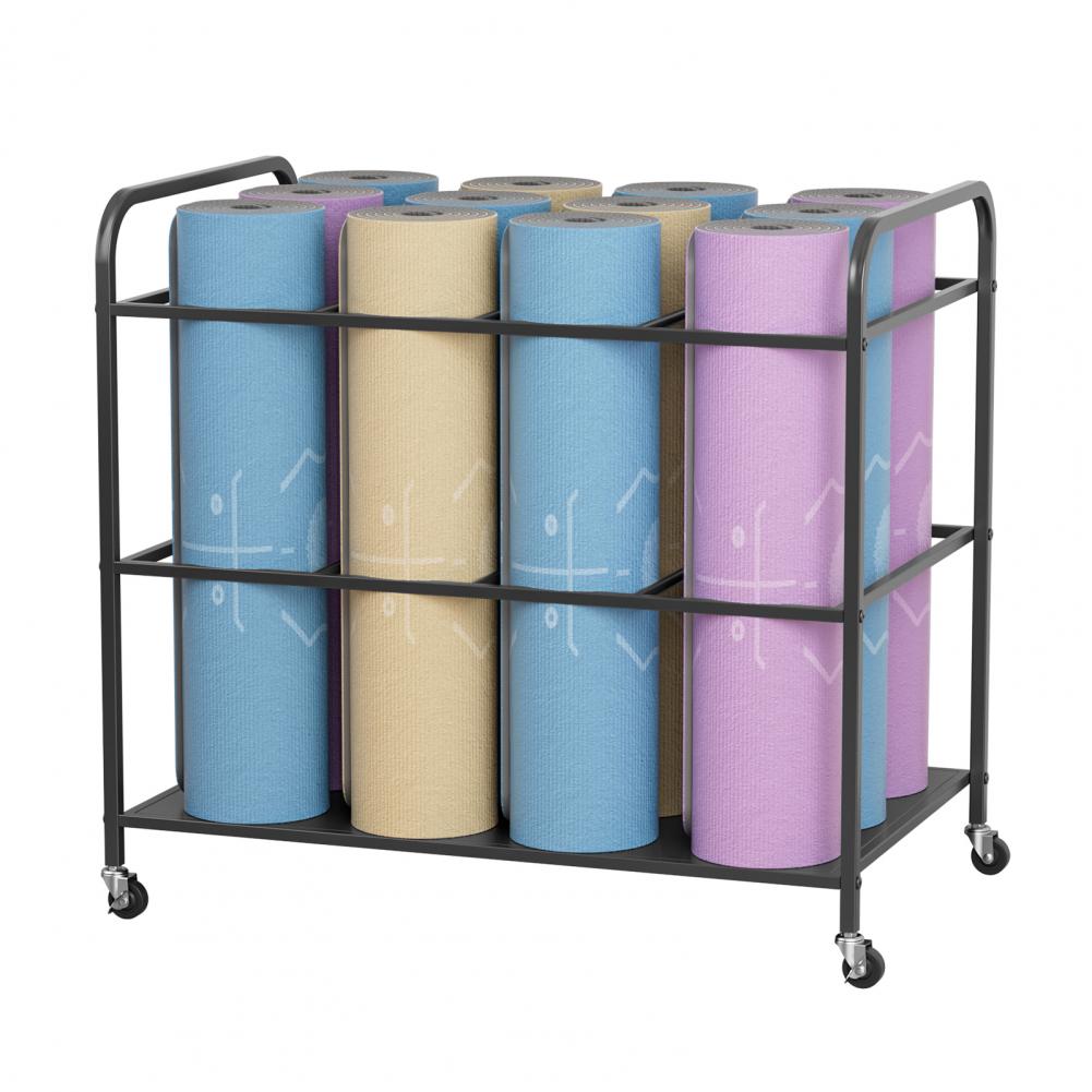 Yoga Mat Storage Rack with Whe - đánh giá và giá Home Gym Yoga Room