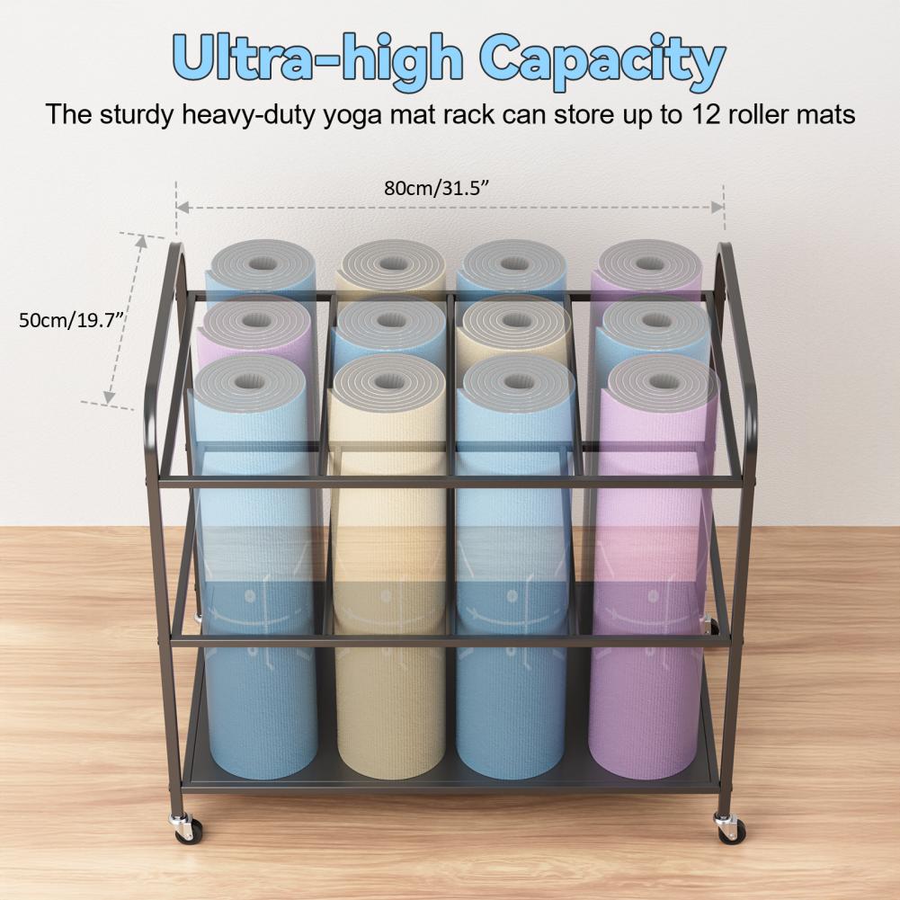 Yoga Mat Storage Rack with Whe - đánh giá và giá Home Gym Yoga Room
