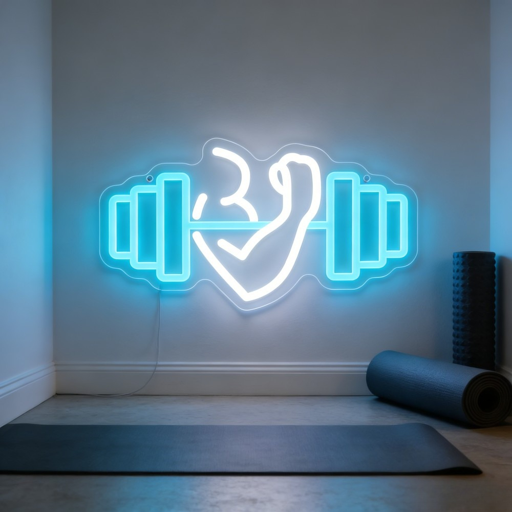 Bicep Dumbbell Neon Sign LED W - đánh giá và giá Home Gym Yoga Room