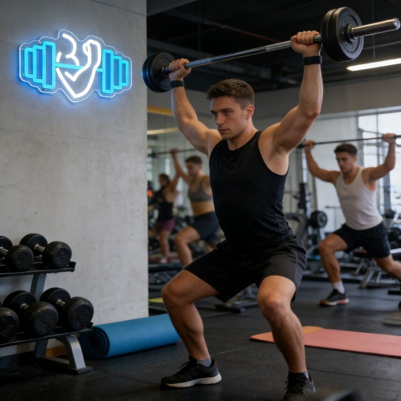 Bicep Dumbbell Neon Sign LED W - đánh giá và giá Home Gym Yoga Room