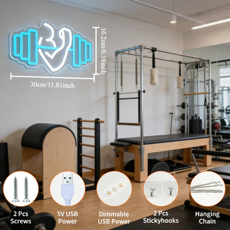 Bicep Dumbbell Neon Sign LED W - đánh giá và giá Home Gym Yoga Room