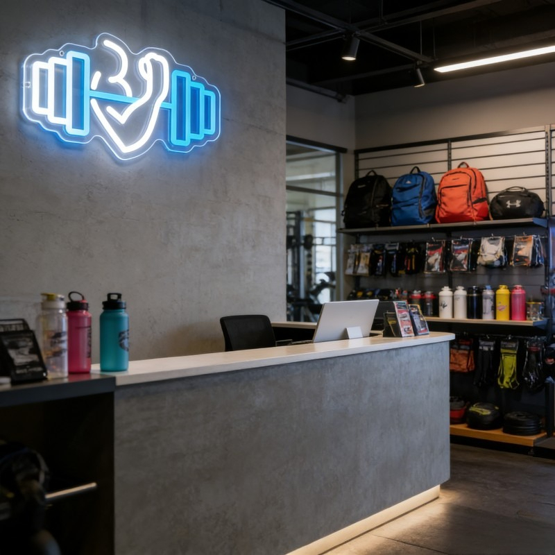 Bicep Dumbbell Neon Sign LED W - đánh giá và giá Home Gym Yoga Room
